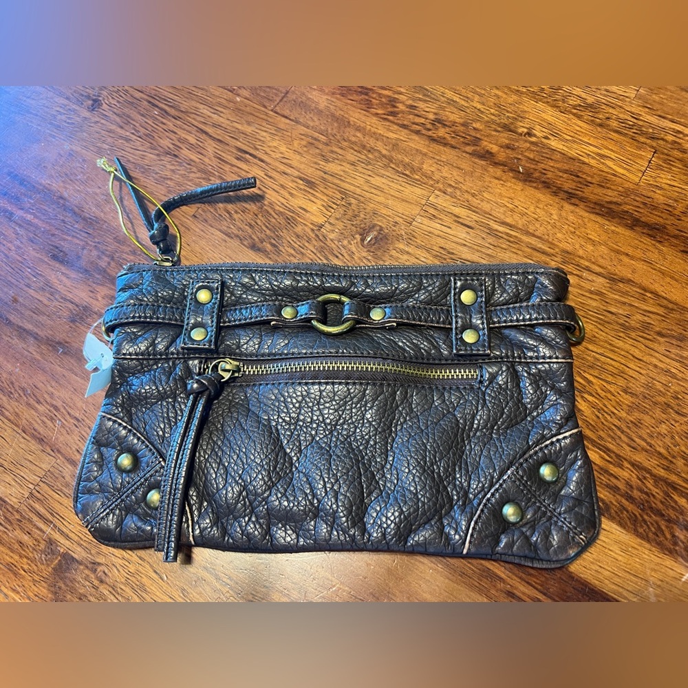 New deux lux Brown Vegan Leather Pouch Bag